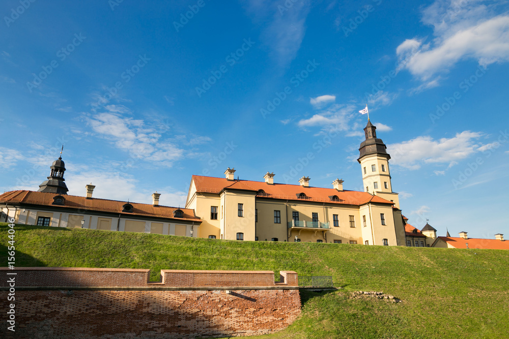 NESVIZH, BELARUS - May 20, 2017: Medieval castle in Nesvizh, Minsk Region, Belarus.