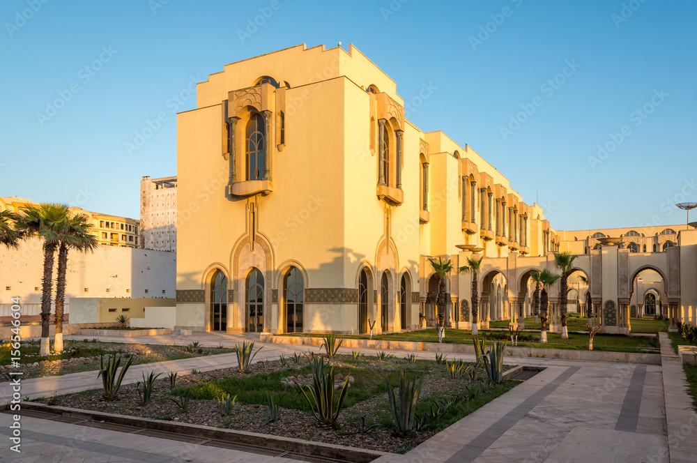 Building of library near mosque of Hasan II in Casablanca - Morocco