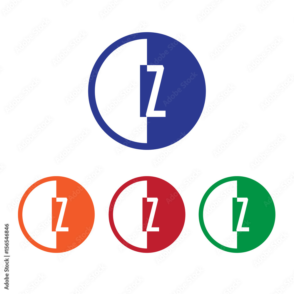 IZ initial circle half logo blue,red,orange and green color