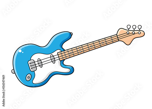 Blue electric guitar isolated.