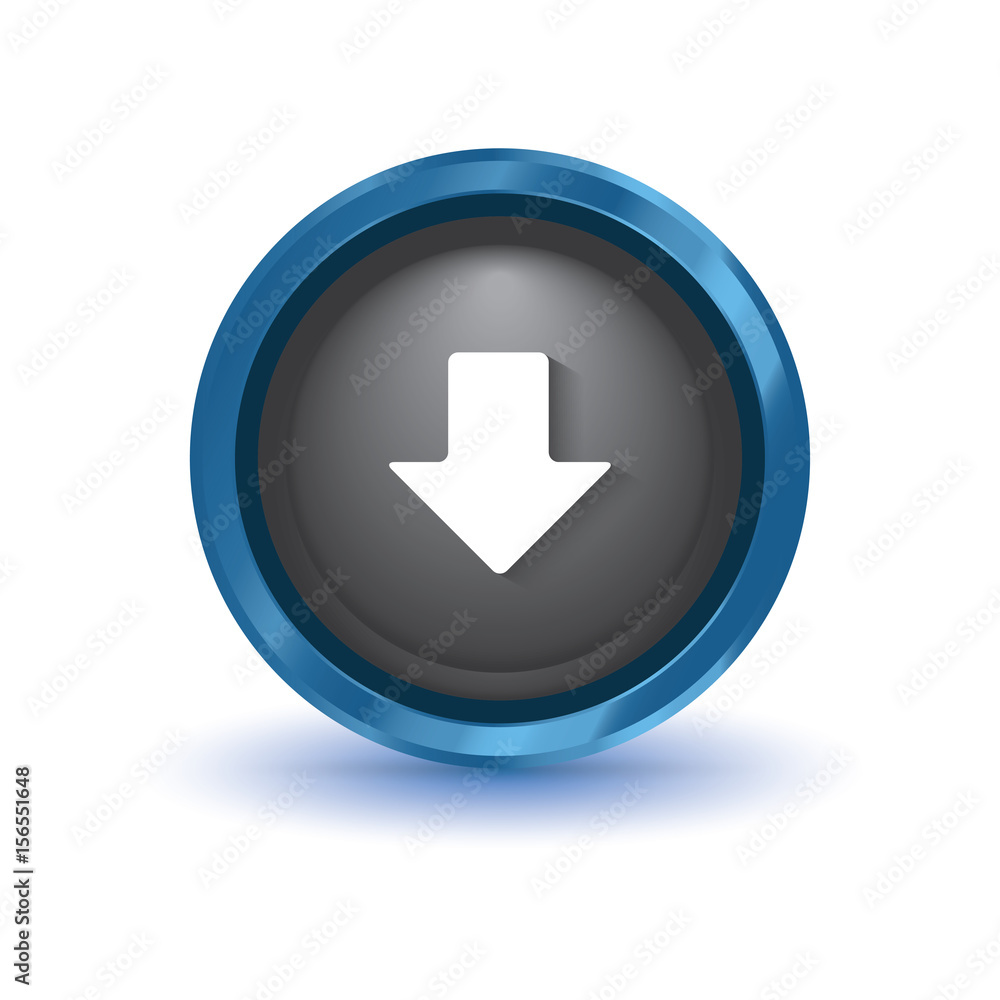 isolated blue down arrow button, next button, download button isolated blue down arrow button, next button, download button