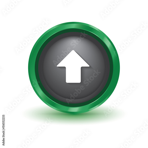isolated up arrow green button, upload button,