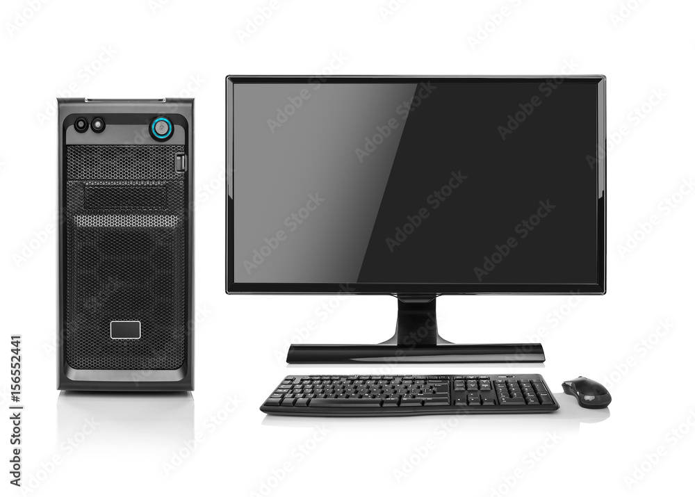 Modern desktop PC computer isolated. - obrazy, fototapety, plakaty 