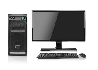 Modern desktop PC computer isolated.