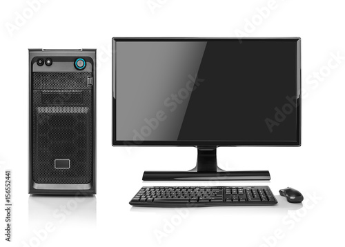 Modern desktop PC computer isolated.