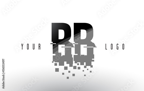BB B B Pixel Letter Logo with Digital Shattered Black Squares