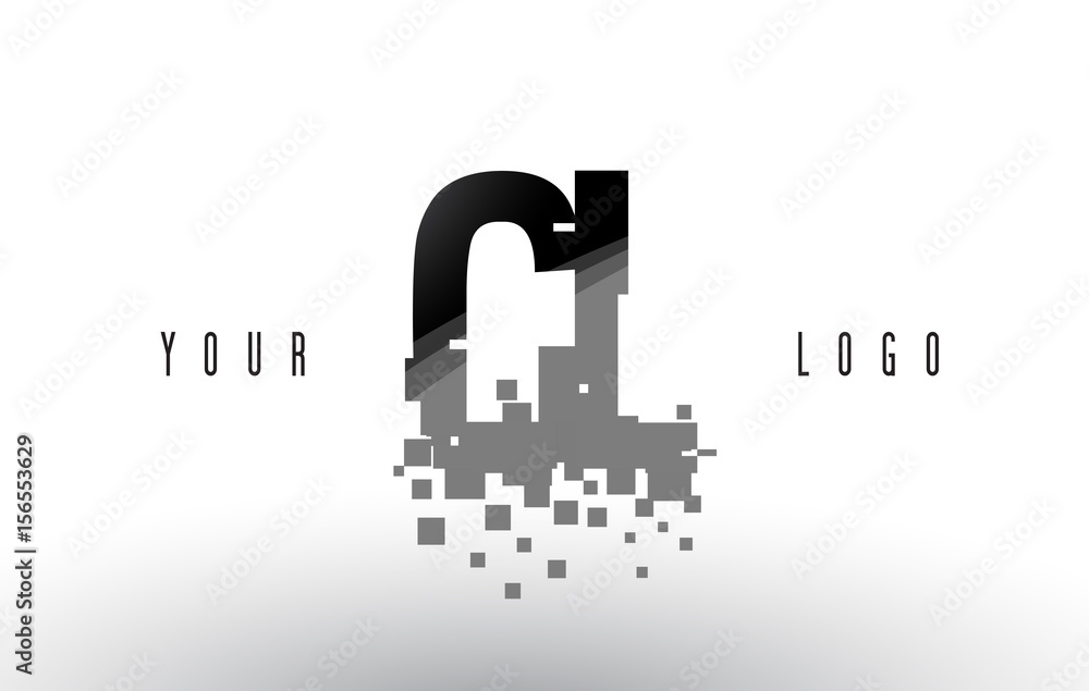 CL C L Pixel Letter Logo with Digital Shattered Black Squares CL C L Pixel Letter Logo with Digital Shattered Black Squares