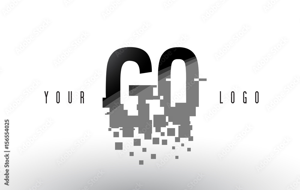GQ G Q Pixel Letter Logo with Digital Shattered Black Squares GQ G Q Pixel Letter Logo with Digital Shattered Black Squares