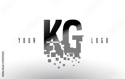 KG K G Pixel Letter Logo with Digital Shattered Black Squares