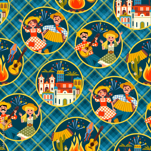 Latin American holiday, the June party of Brazil. Seamless pattern.
