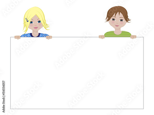 cute children hold a clean sheet
