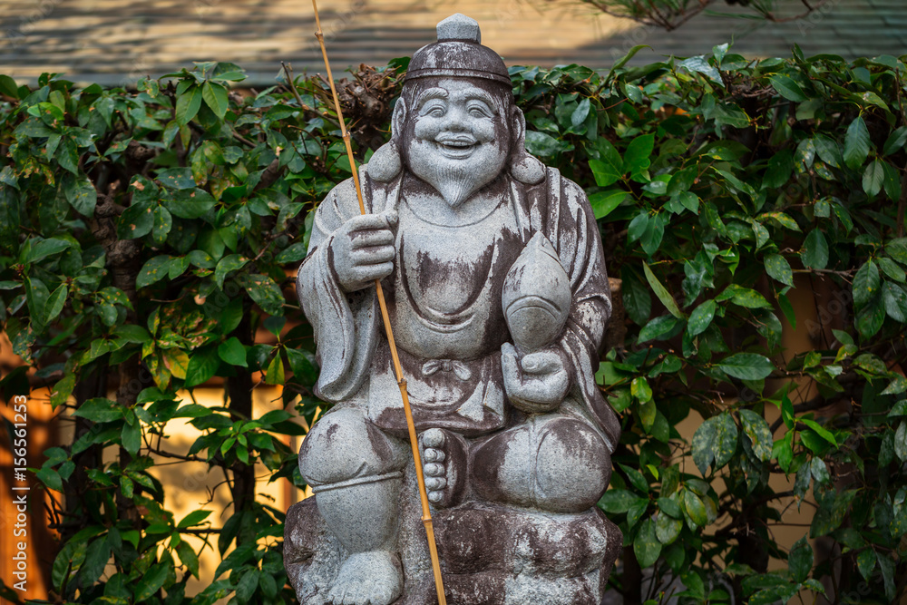 Statue of god at japanese temple in Kyoto