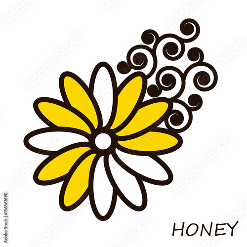 Summer honey flower with curls. Floral element.
