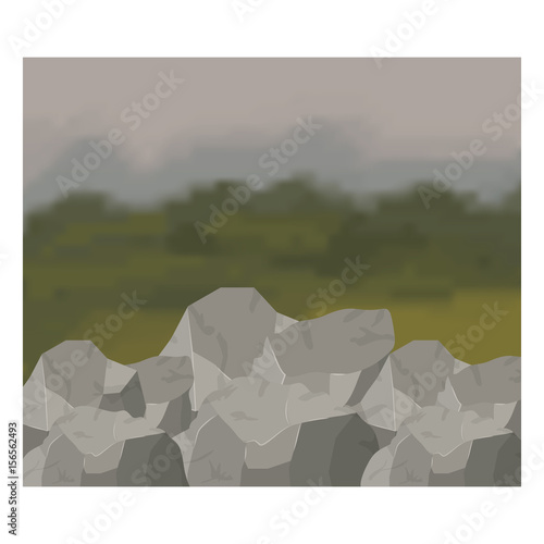 colorful background of forest and rocks scenary vector illustration