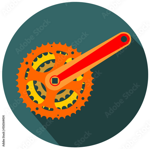 Bicycle gear, metal cogwheel flat design icon vector eps 10