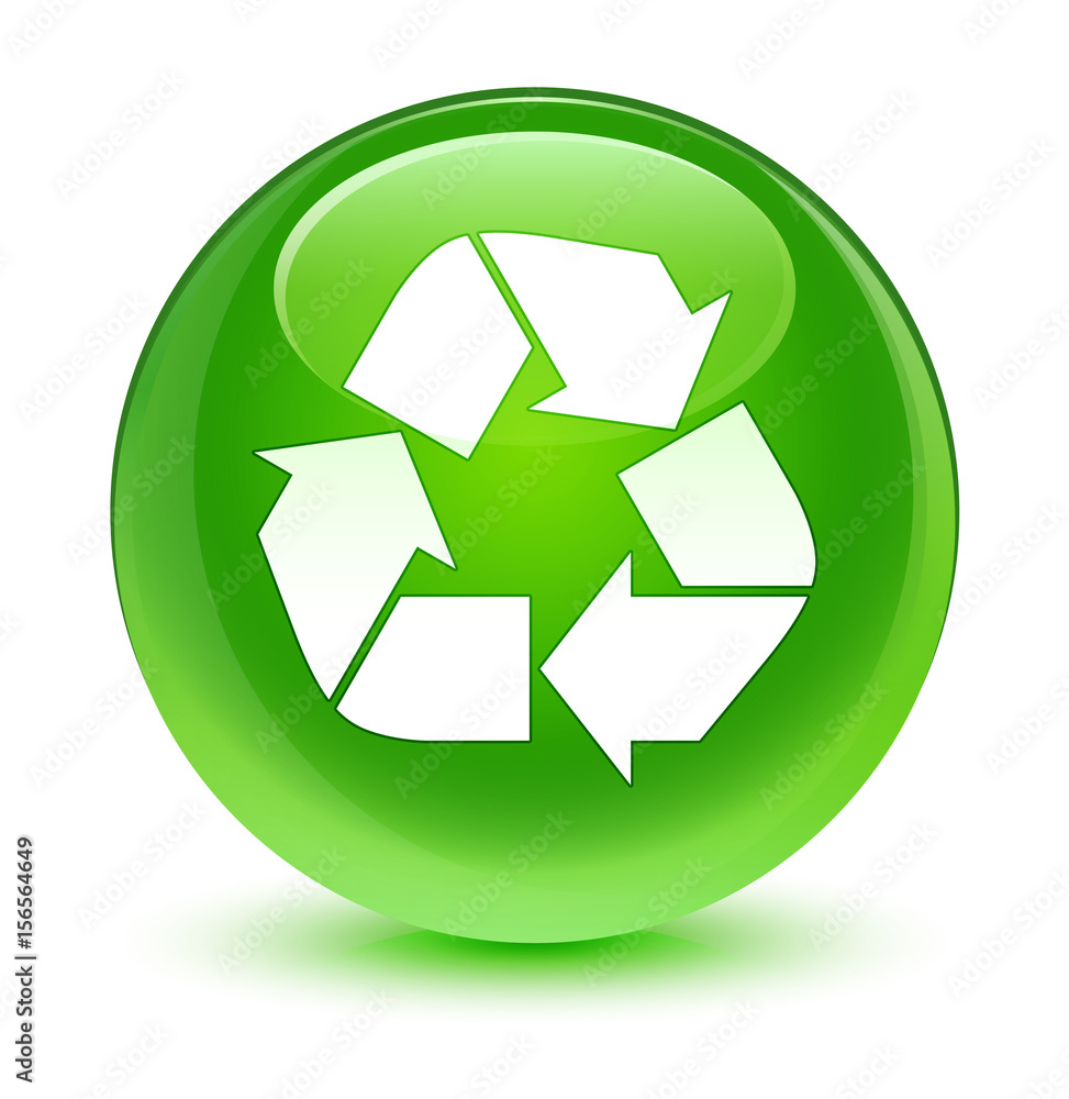 Recycle icon glassy green round button Recycle icon glassy green round button