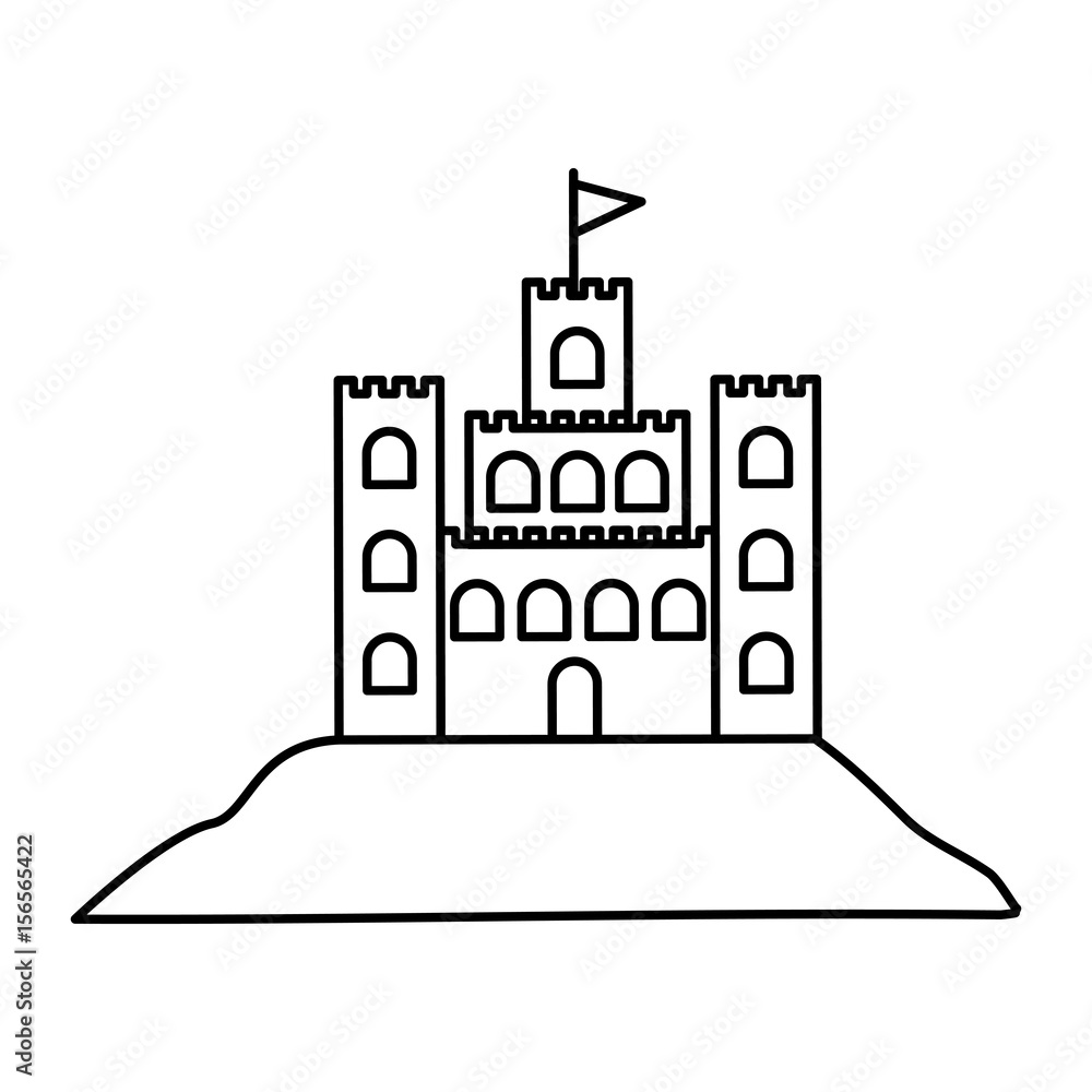 black silhouette with sand castle vector illustration