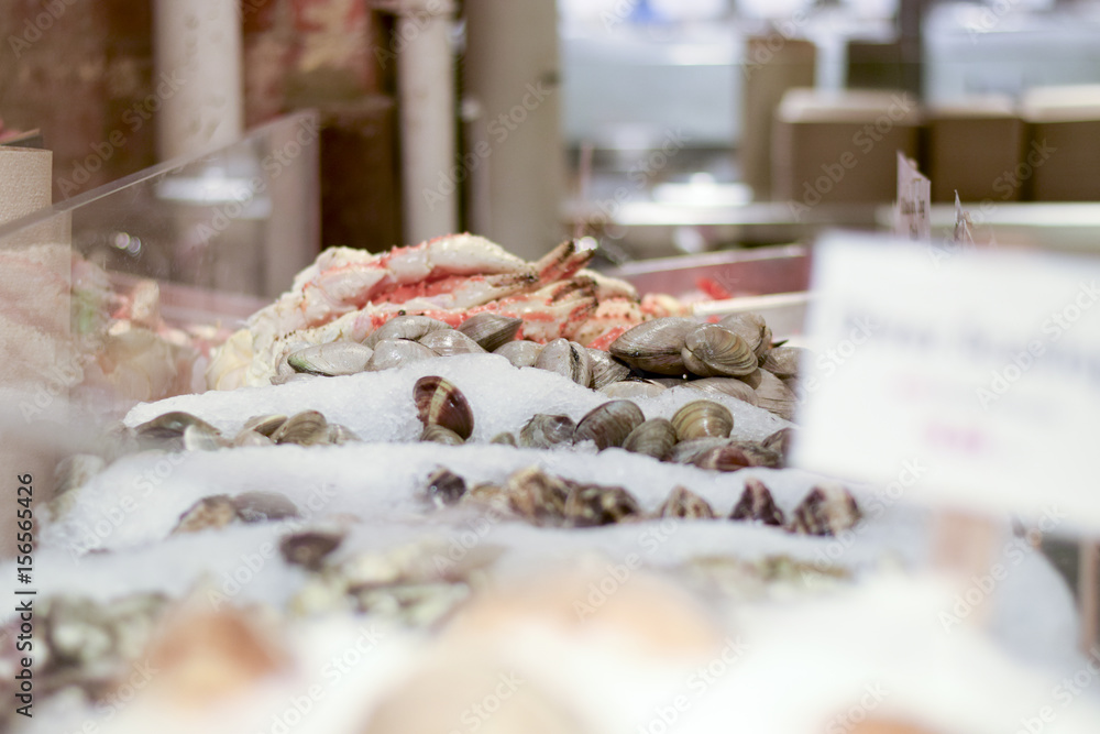 Oysters and shellfish on ice Oysters and shellfish on ice