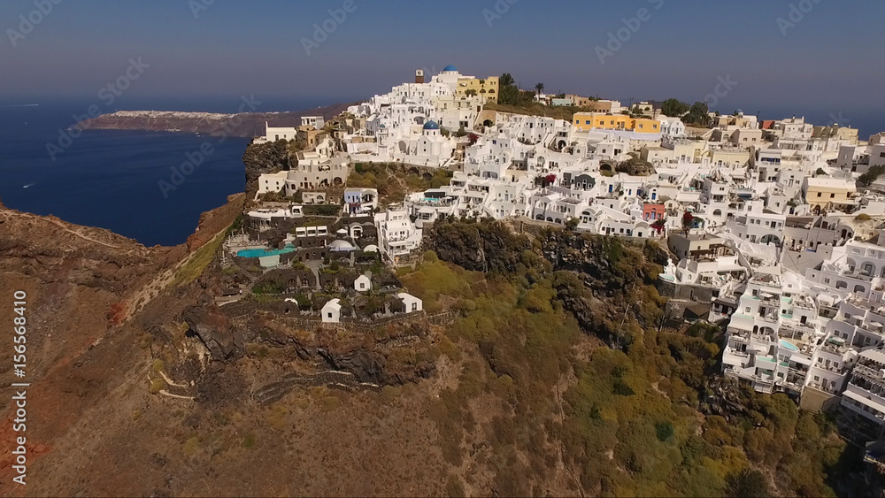 Aerial drone photo of Santorini volcanic island, Cyclades, Greece