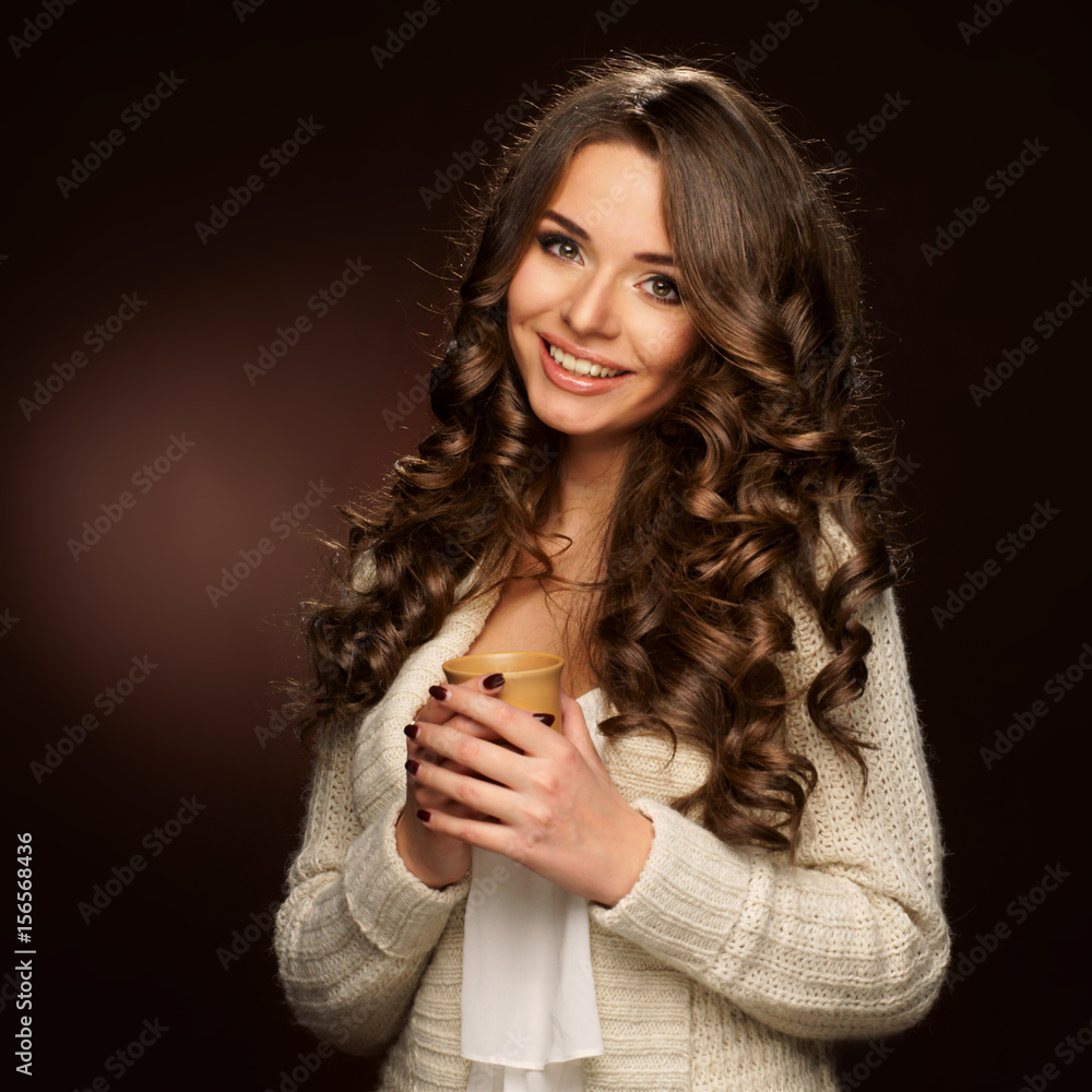 Coffee. Young beautiful woman woman with cup of hot tea or coffee
Coffee. Young beautiful woman woman with cup of hot tea or coffee
