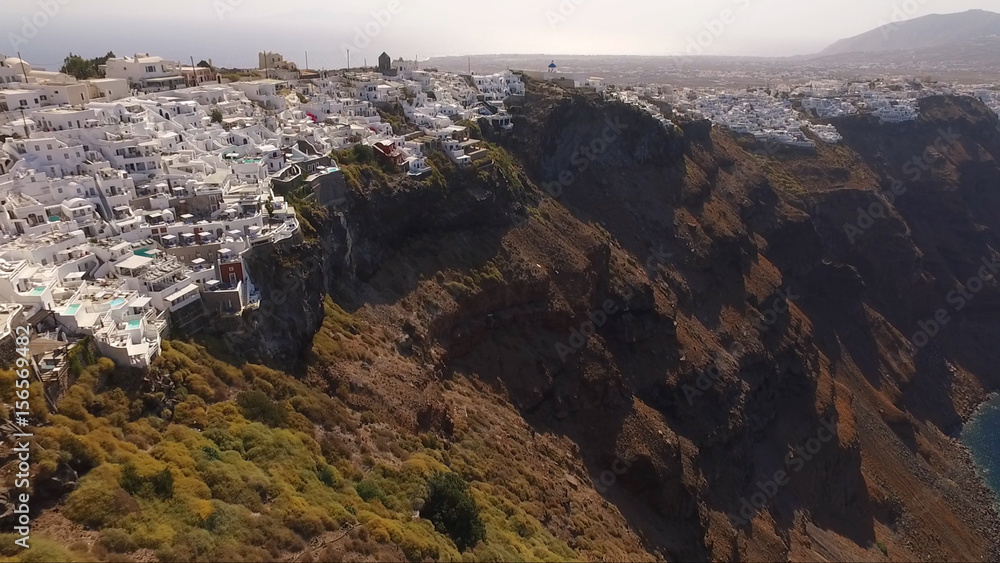 Aerial drone photo of Santorini volcanic island, Cyclades, Greece