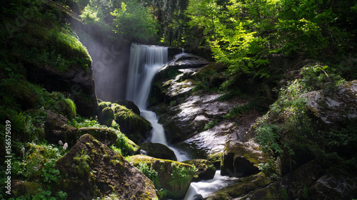 Obraz na płótnie Black Forest - Triberg Waterfall with vapour and mystic mood w salonie