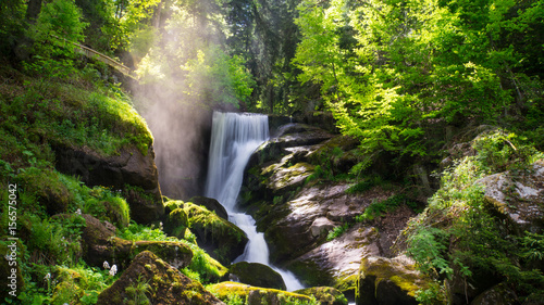 Black Forest - Triberg Waterfall with vapour and sunshine
