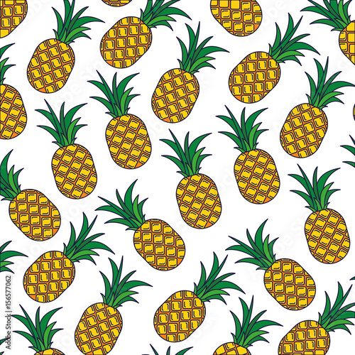white background with pattern of pineapple fruits vector illustration
