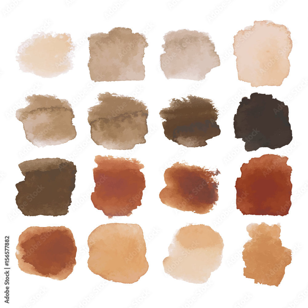 Fototapeta premium Brown blots watercolor set
