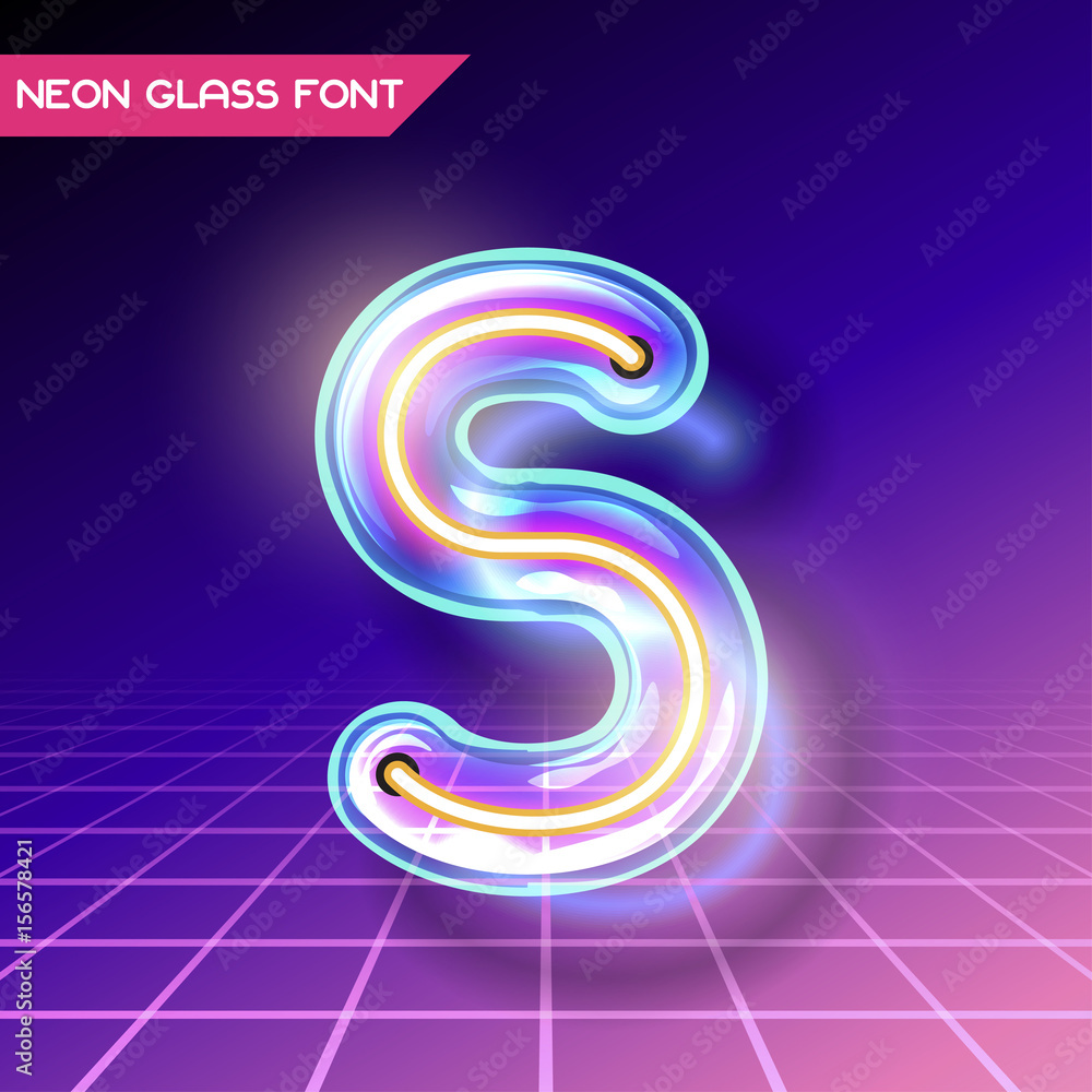 Retro glass neon font Retro glass neon font