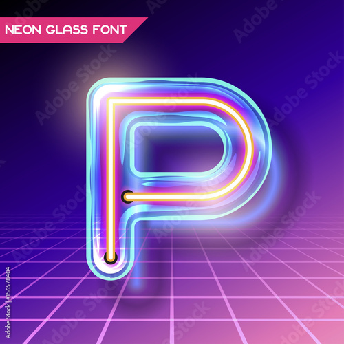 Retro glass neon font
