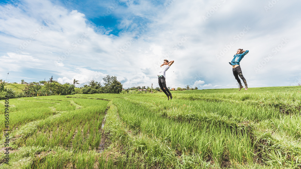 Freerunning in rice fields in Canggu, Bali Freerunning in rice fields in Canggu, Bali