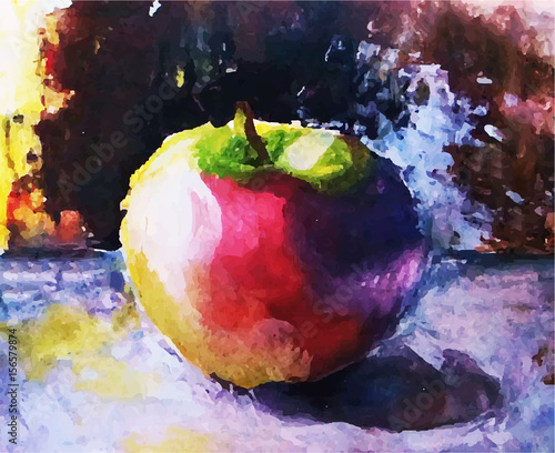red apple painted. vector illustration