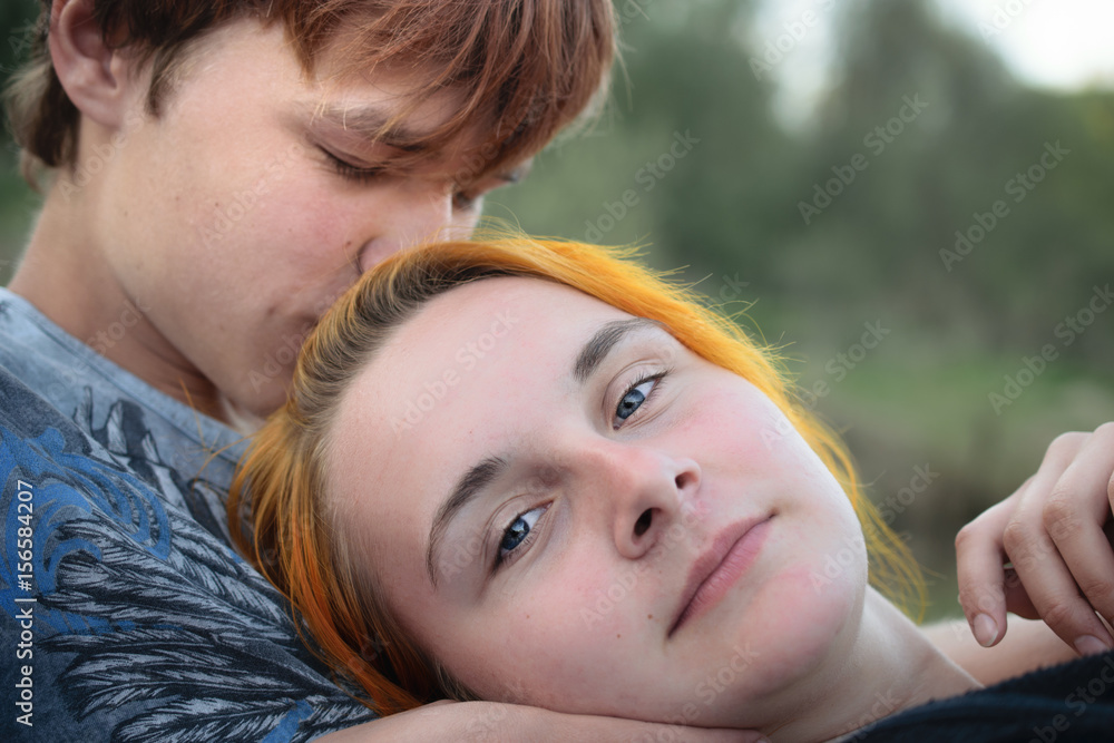 Hanging romantic red haired couple Hanging romantic red haired couple