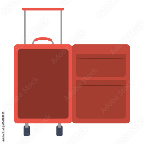 color silhouette with opened empty suitcase of traveler vector illustration