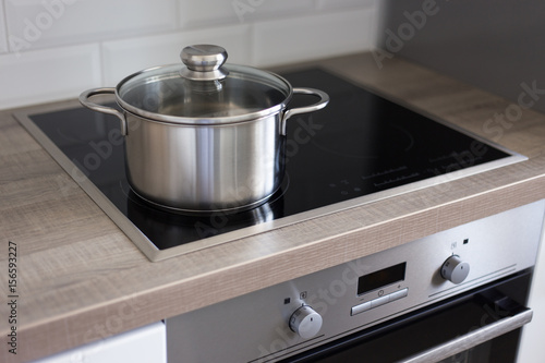 pot on stove in modern kitchen