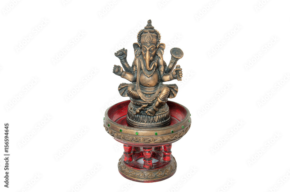 Wooden craft of Lord Ganesha on Burma(Myanmar) style antique woo