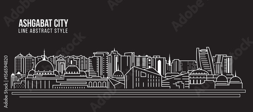 Cityscape Building Line art Vector Illustration design - Ashgabat city