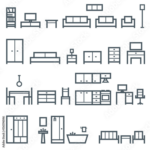 Vector furniture outline icons 2