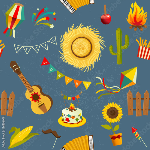 Festa junina seamless pattern. Vector hand drawn illustration.