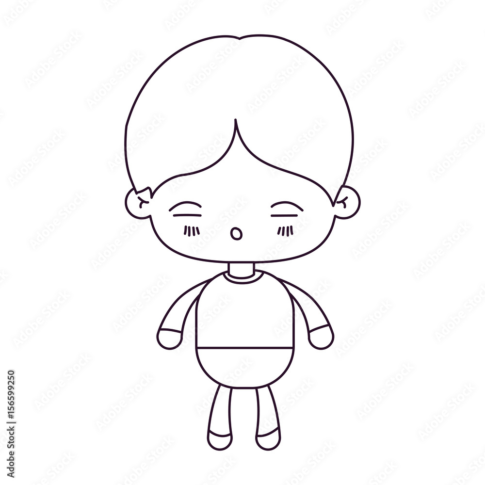 monochrome silhouette of kawaii little boy with facial expression of tired vector illustration monochrome silhouette of kawaii little boy with facial expression of tired vector illustration