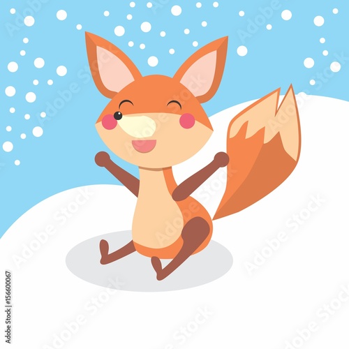 Happy Fox and snow