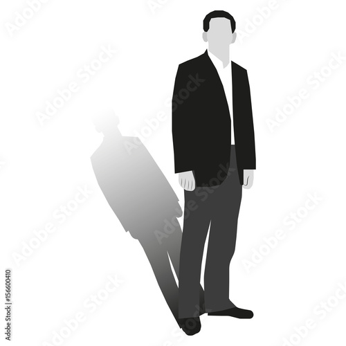 vector image silhouette of a man with a shadow on a white background