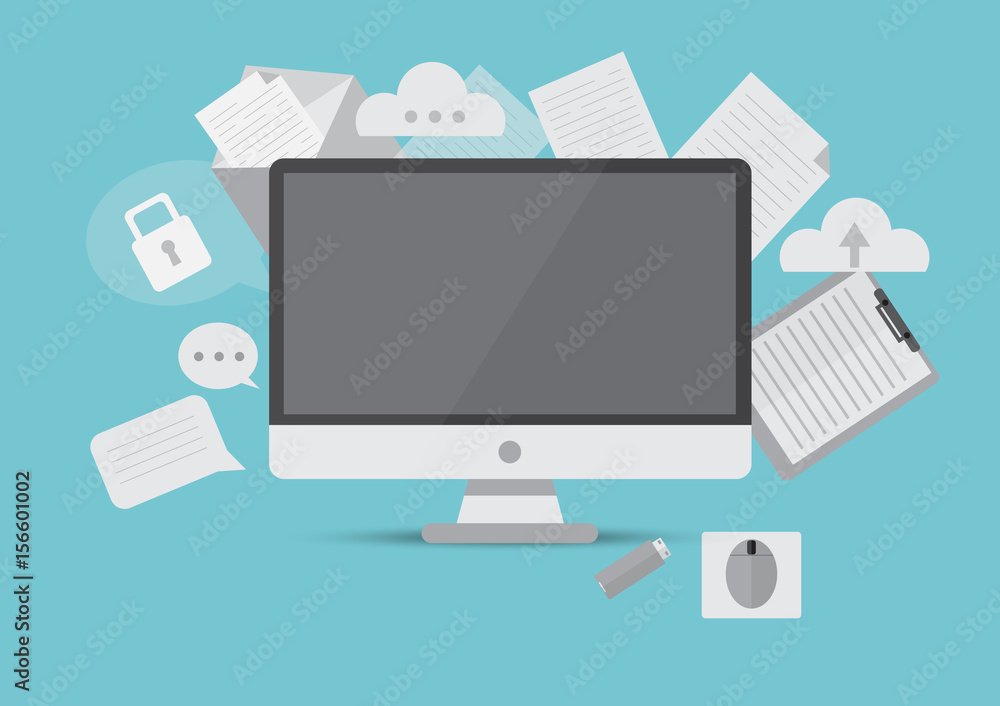 Flat design of technology showing icon in cloud computing concept,vector illustration. Flat design of technology showing icon in cloud computing concept,vector illustration.