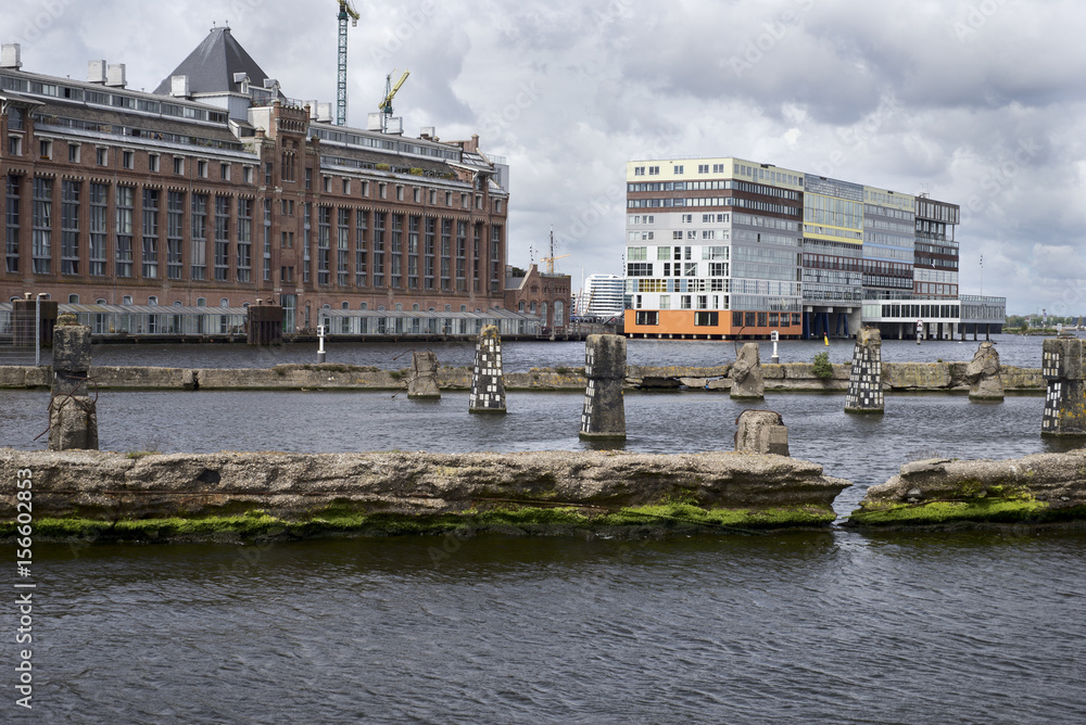 Naklejka premium Amsterdam panoramic images made from the Amstel river