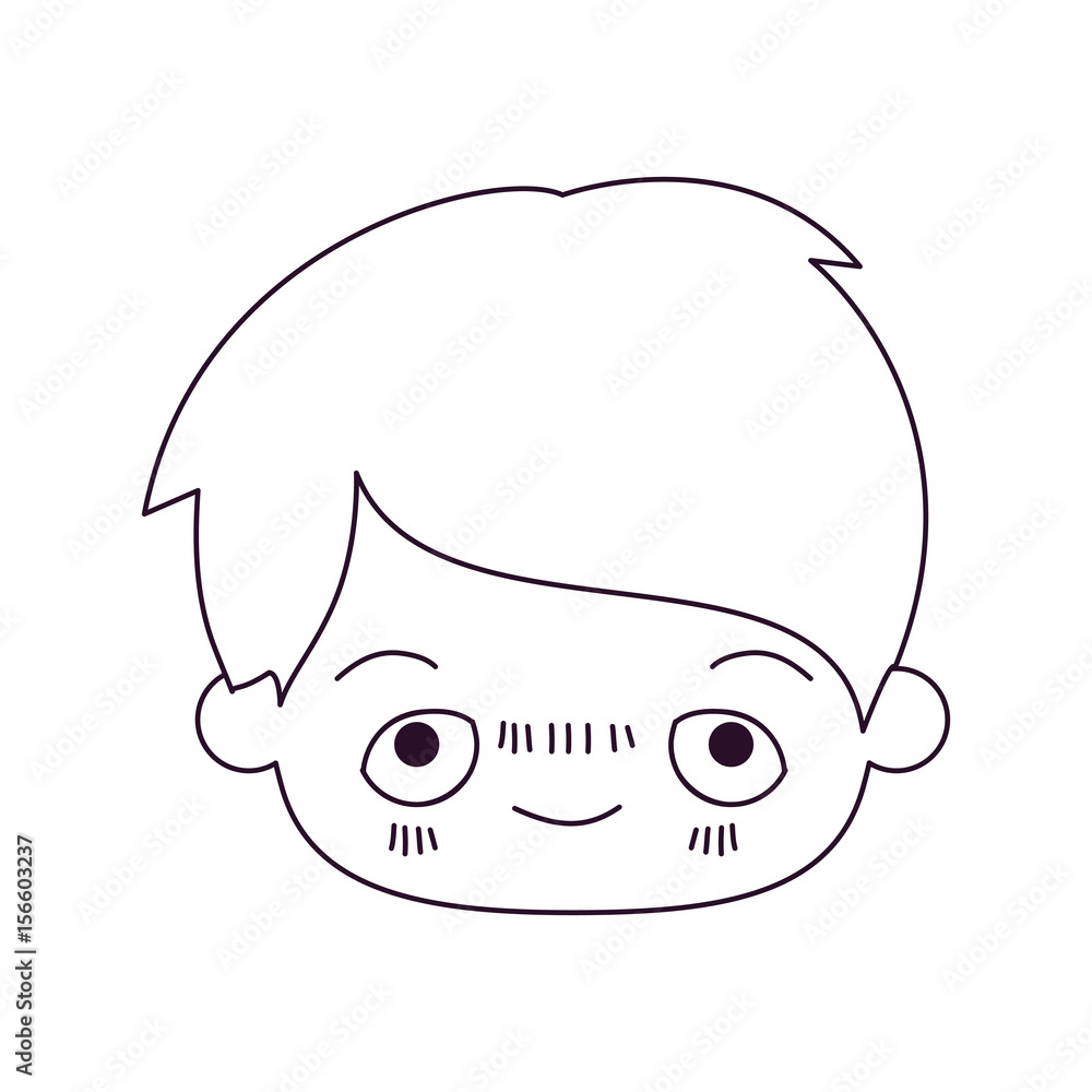 monochrome silhouette of kawaii head of little boy with embarrassed facial expression vector illustration monochrome silhouette of kawaii head of little boy with embarrassed facial expression vector illustration