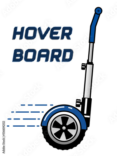 Nice Vector illustration of hoverboard Modern electric ecology-friendly two-wheeled transport Blue gyro scooter isolated on white background