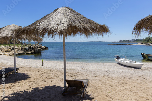 Wooden beach chair in Constanta city