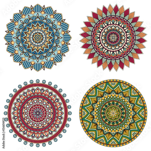 Set of color floral mandalas  vector illustration