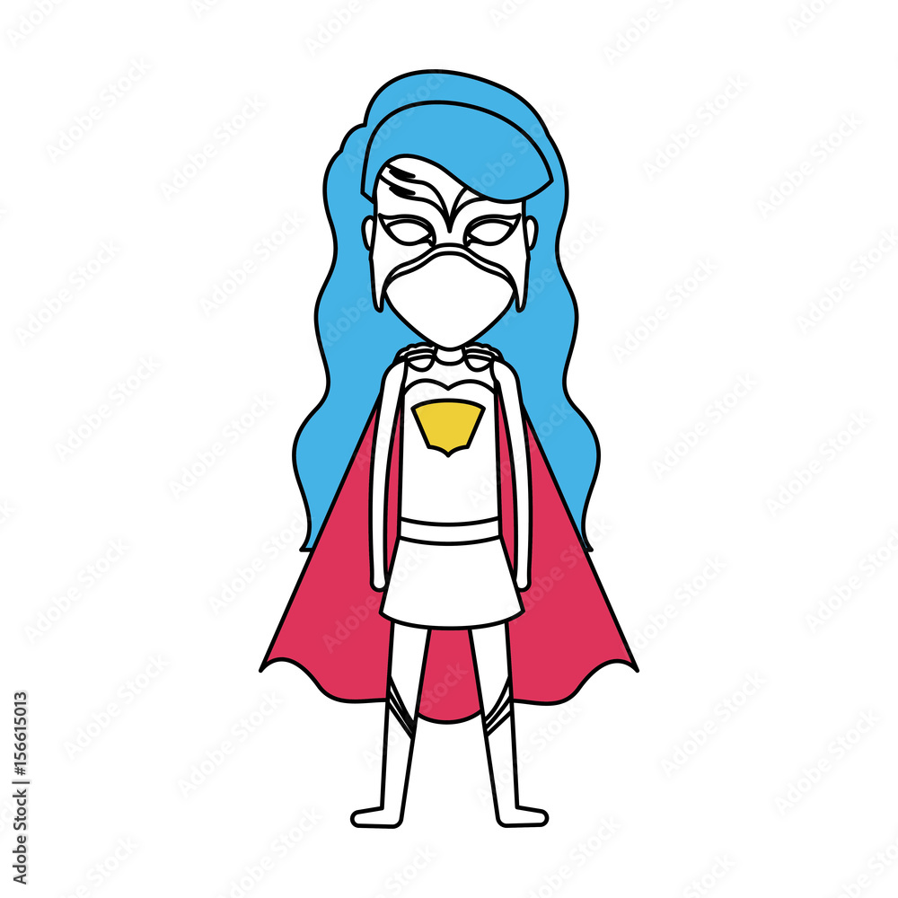 color silhouette with standing girl superhero with long hair vector illustration color silhouette with standing girl superhero with long hair vector illustration